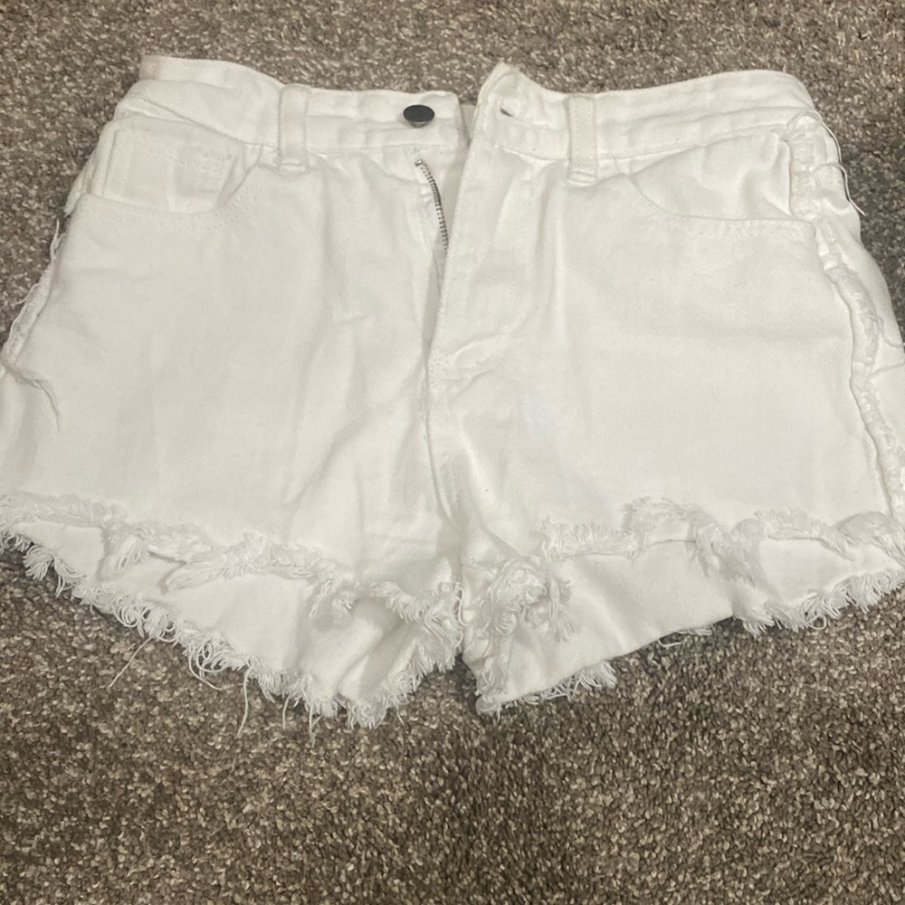 Shein white distressed jean shorts